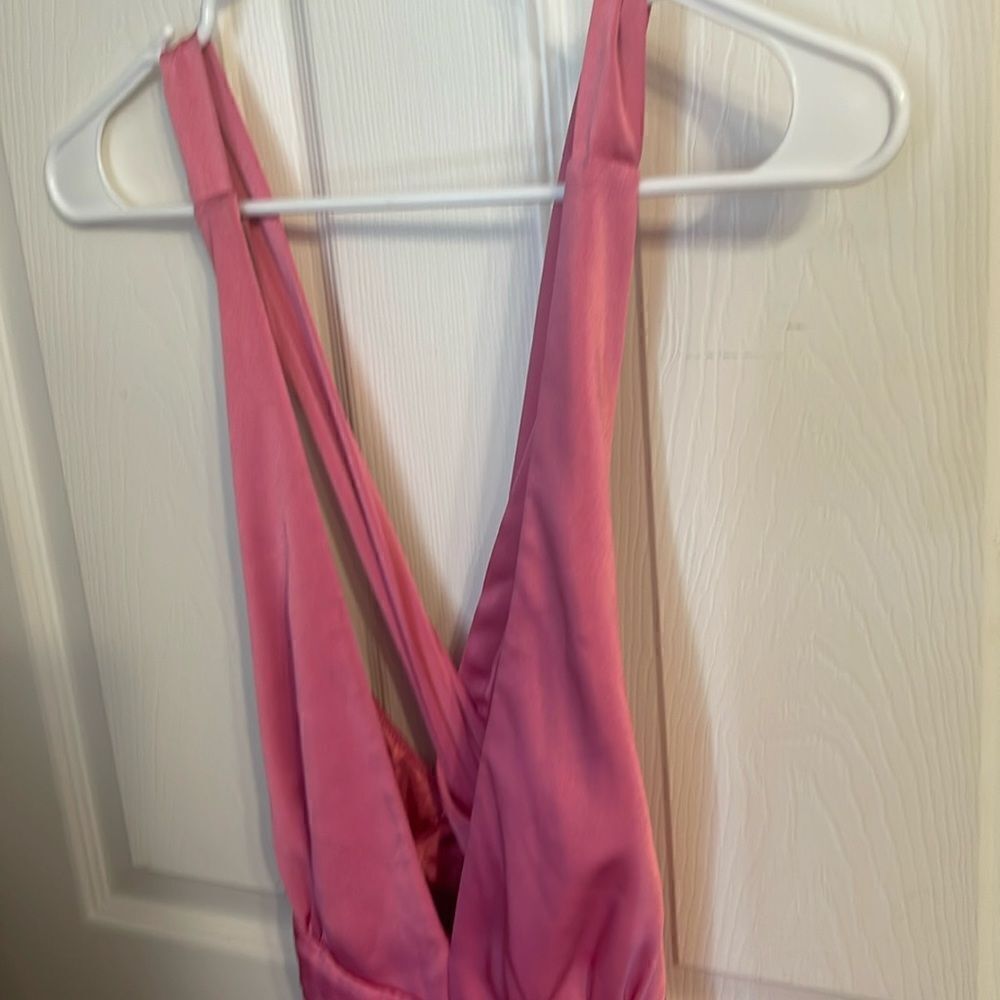 BCBGMaxAzria Pink Satin Prom Dress